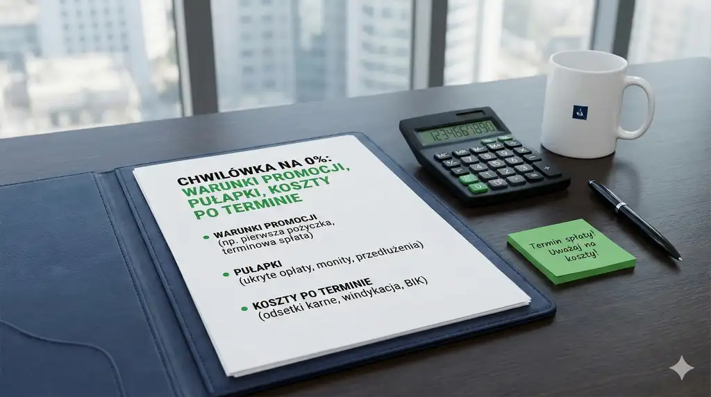 Chwilówka na 0% - warunki promocji, pułapki i koszty po terminie spłaty