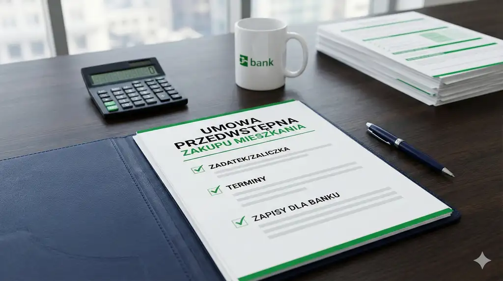 Umowa przedwstępna zakupu mieszkania - zadatek, zaliczka, terminy, zapisy, które bank sprawdza najczęściej